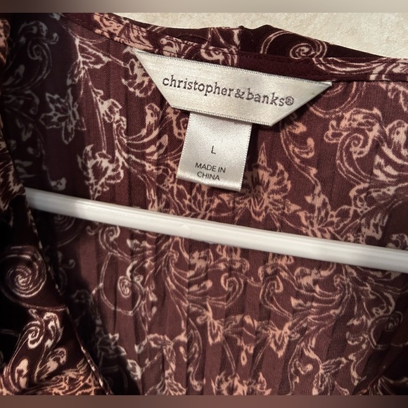 Christopher & Banks Large Floral Ruffle Blouse Brown - Picture 7 of 7